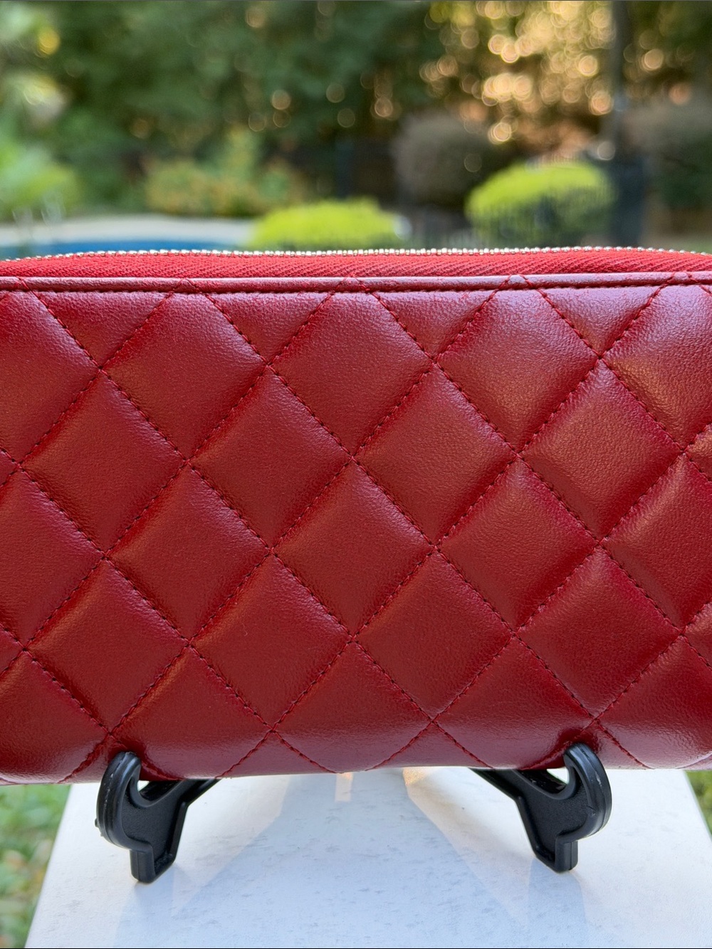 CHANEL Authenticated Quilted Caviar Leather Zip-Around Wallet in Burgundy/red - Picture 4 of 17